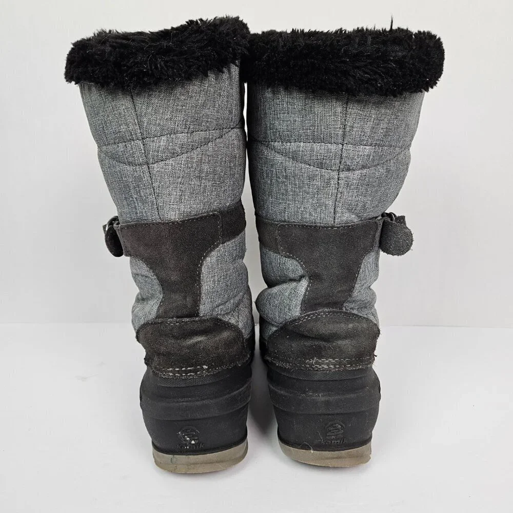 Kamik Snovalley 2 Gray/Black Faux Fur Lined Winter Lace Up Snow Boot 8